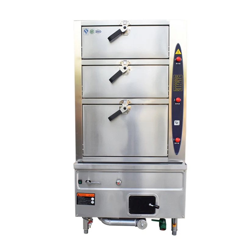 

Three-door gas seafood steaming cabinet Hotel large steam cabinet Steaming rice steaming cabinet Gas electric steaming box