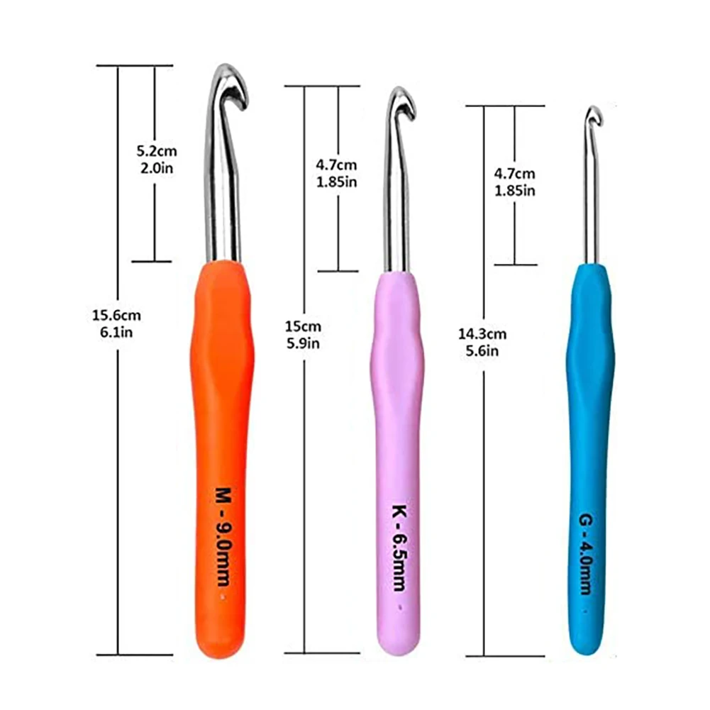 

Crochet Set Knitting Hooks 14 Needles With Comfort Handle Colorful Grip Soft Rubber Locking Stitch Sweater Yarn Knit Hook Tools