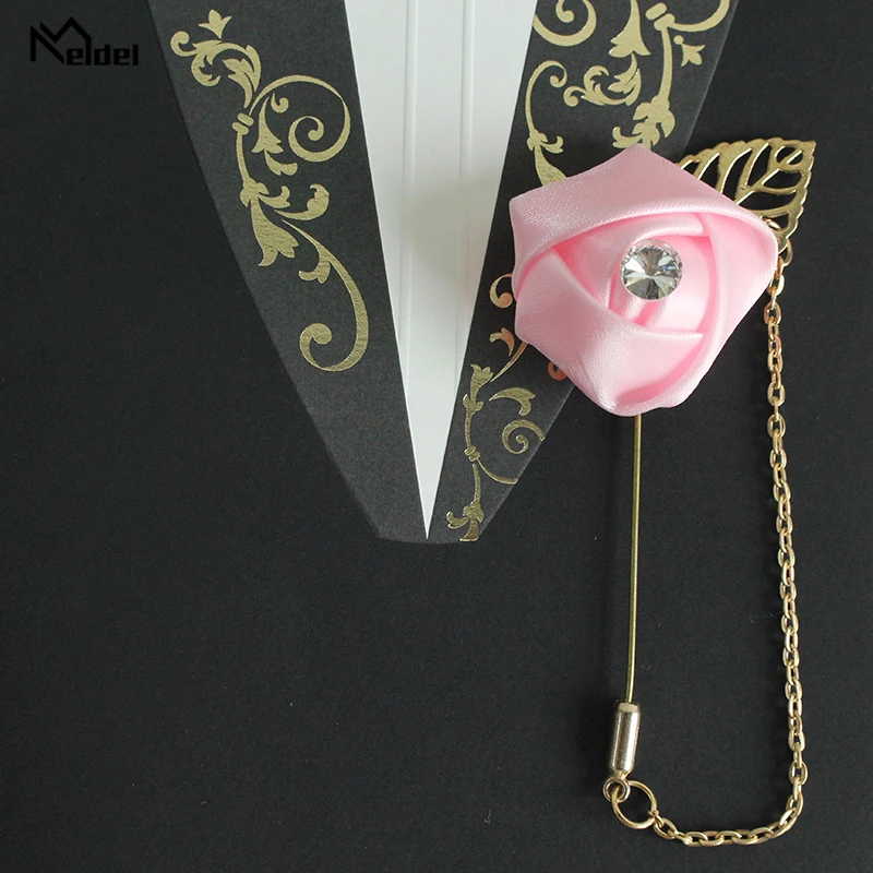 Light-pink Meldel Искусственный цветок розы свадебная бутоньерка для жениха корсаж Бутоньерка брошь корсажи Свадебный планировщик свадебные аксессуары - Цвет: Light-pink