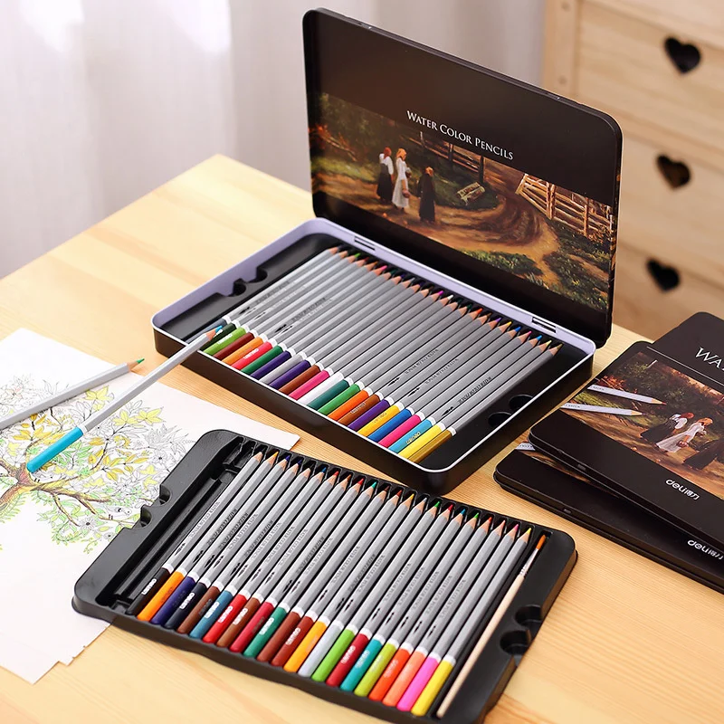 

Drawing Color pencils Aquarel Potlead Art Set School Painting Deliveries with Aquarel Brush 24/36/48 Colors
