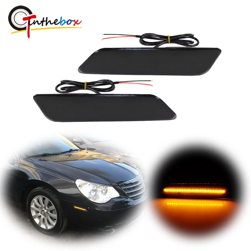 

Gtinthebox Error Free Amber LED Front Bumper Turn Signal Lights For 2007-2010 Chrysler Sebring Side Marker Indicator Lights 12V