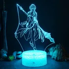 Новый цветной сенсорный 3D ночник Genshin Impact с аниме, 7 цветов, светодиодный светильник-хамелеон, фигурка, оригинальная настольная лампа