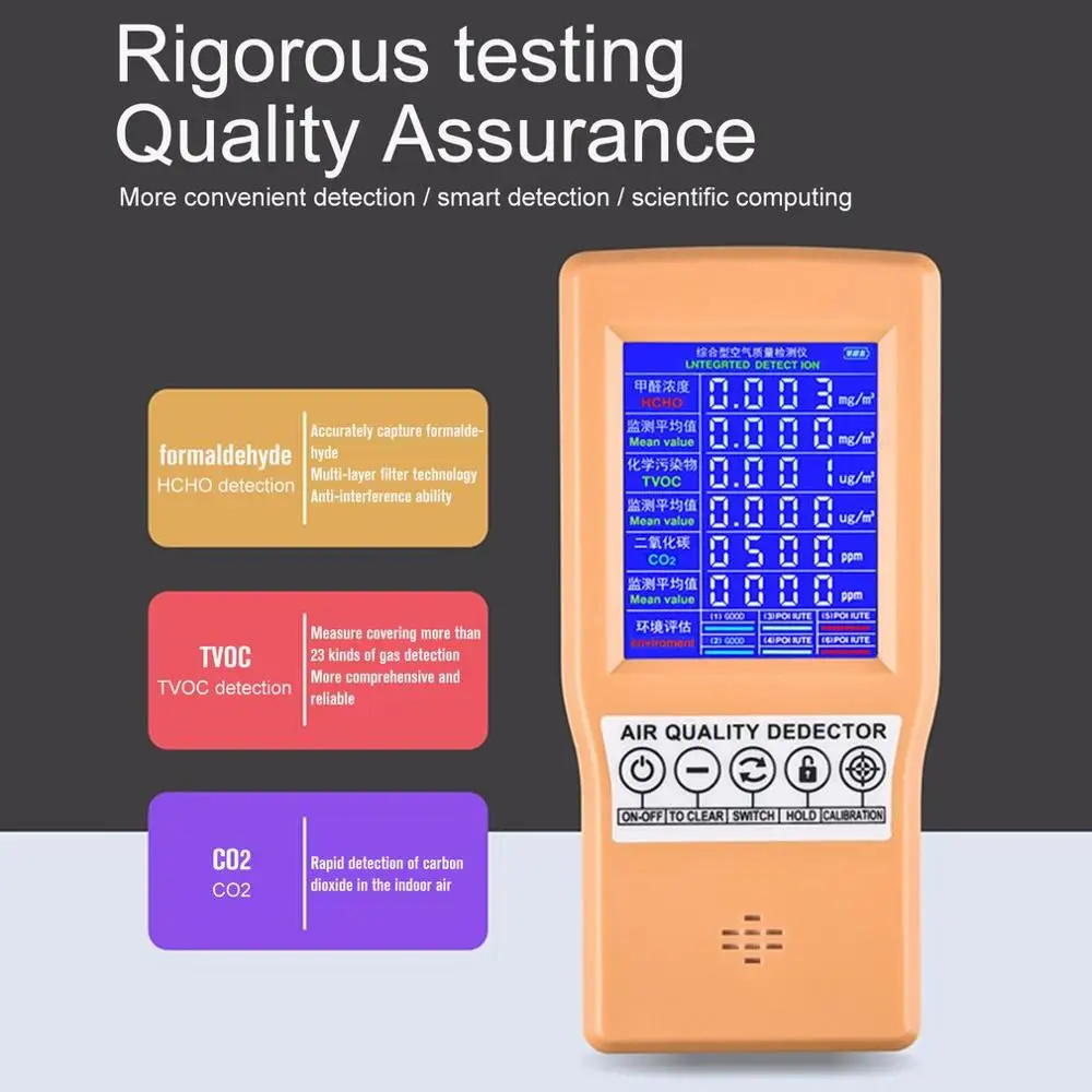 Handheld Air Quality Detector 131SC Formaldehyde Carbon Dioxide Tester 360 Minutes Long Standby | Инструменты