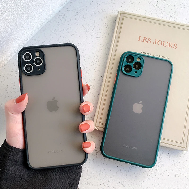 

10 PCS Camera Protection Bumper Phone Cases For iPhone 11 Pro Max XR XS X 8 7 6 6S Plus Matte Translucent Shockproof Back Cover