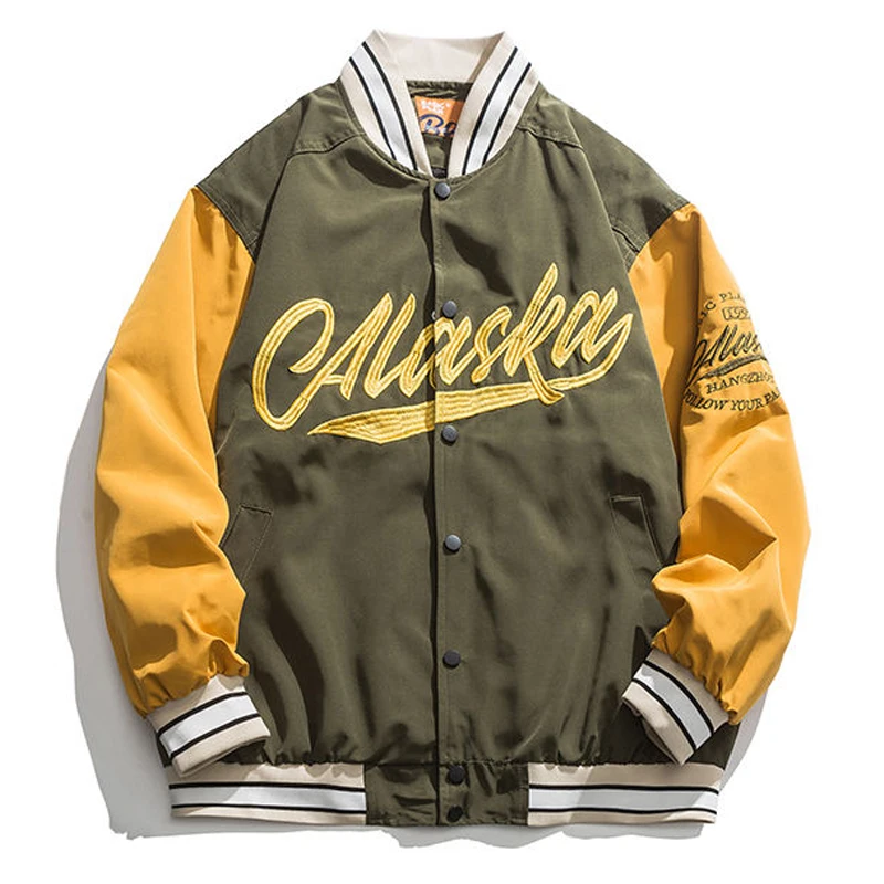 

Baseball Uniform Jackets For Women Nice Autumn Winter Pop College Style Stand Neck Loose Patchwork Couple Retro Oversized Coats
