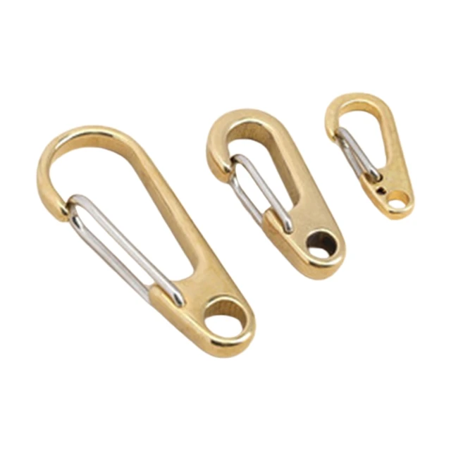 D Ring Shape Pure Brass Carabiners Clips Keychain Hook Spring Snap