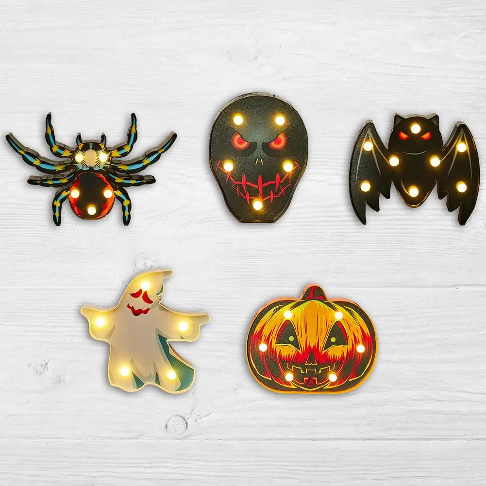 

Halloween Plastic Ghost Witch Modeling Light Night Wall LED Lamp Lantern Pumpkin Ghost Bat Spider Home Party Decoration Props