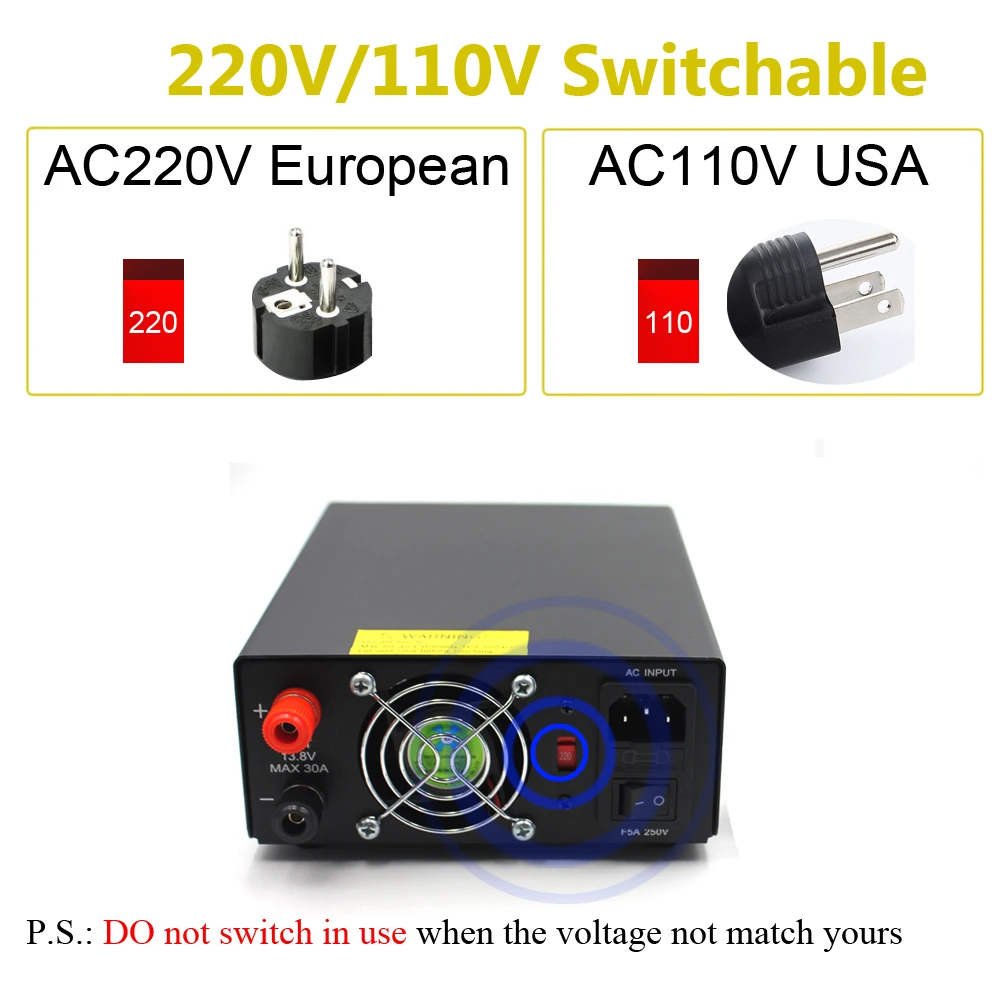 QJE высокая эффективность DC 110V 220V преобразователь PS 30SW VI 13 8 v 30A Питание для TH 9800 KT 8900