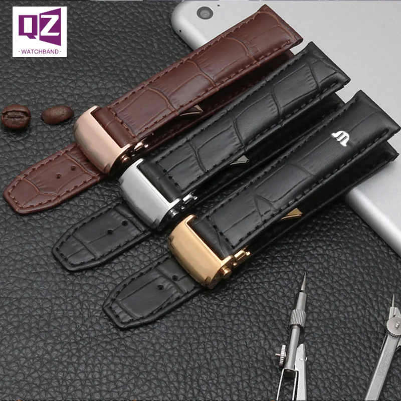 Genuine Leather watchband for MAURICE LACROIX Watch Strap 20mm 22mm folding buckle leisure business cow leather bracelet