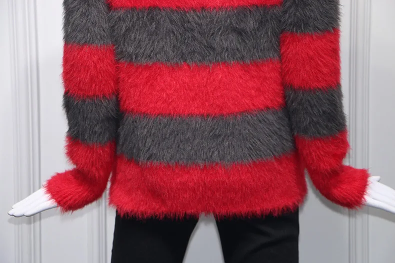 Женский мохеровый свитер в красно-серую полоску свободный шерстяной пуловер с