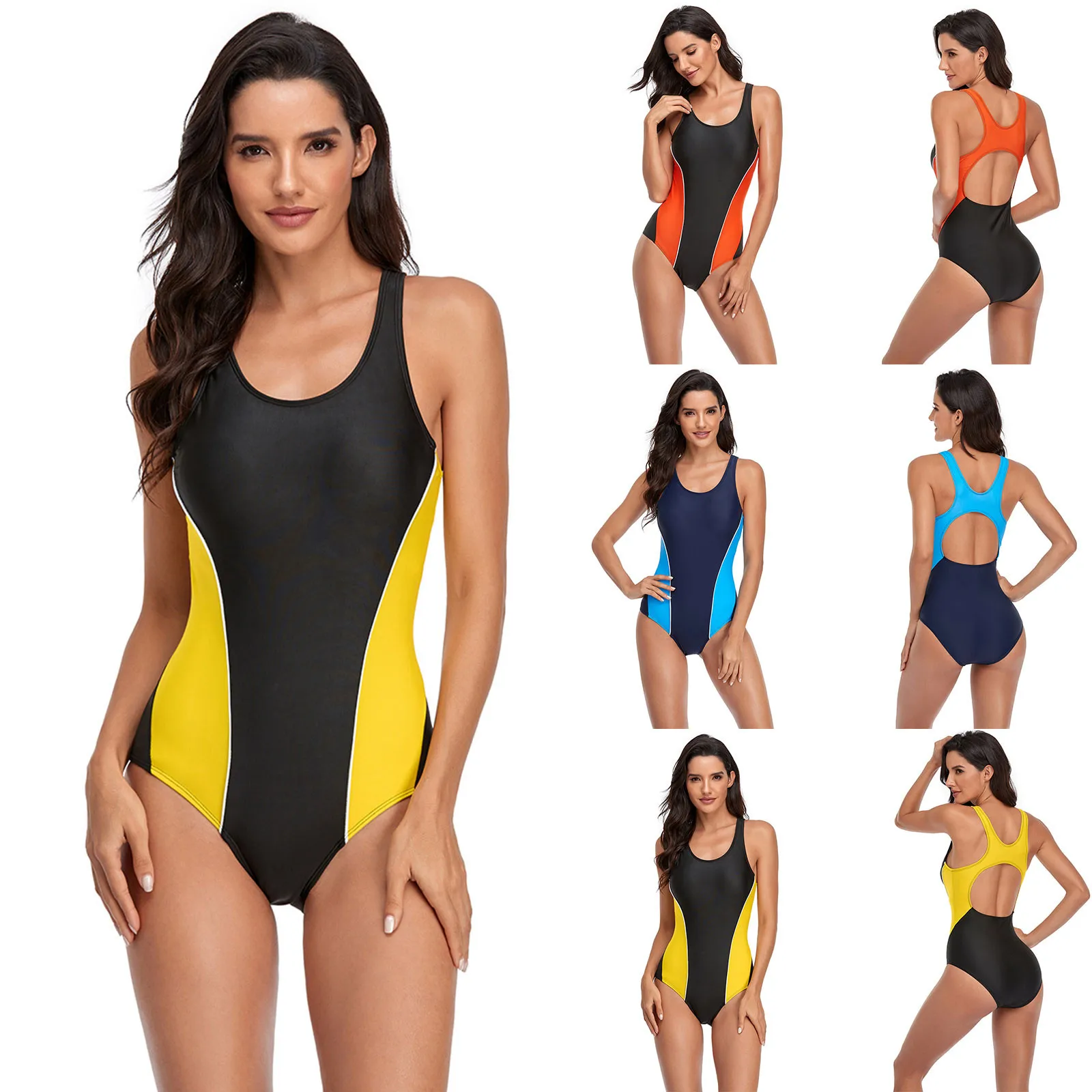 

Women's swimwear 2021 Sexy One-Piece Stripe Print Swimwear Swimsuit Bikini Swimming Beachwear women's swimming suit Monokin