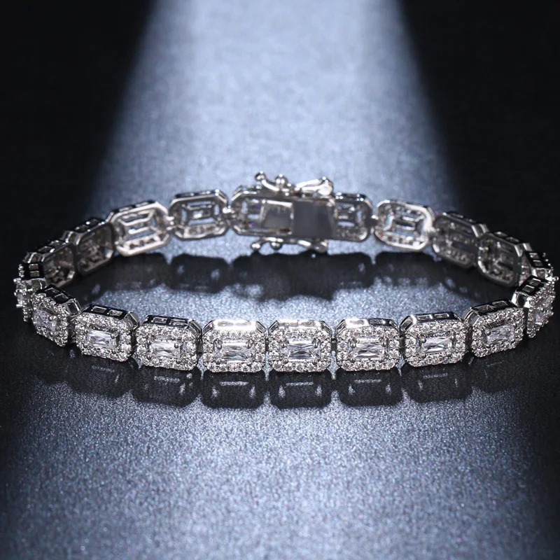 

ORZTOON Vintage Light Luxury Silver Color Bracelets for Women Fashion Hollow Square Zircon Charm Bracelet Trendy Female Jewelry