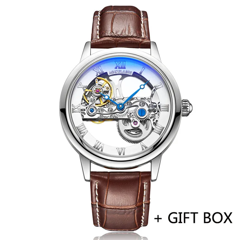 AK01507 with box AOKULASIC автоматические механические мужские наручные часы военный армейский Спорт Мужские часы лучший бренд Роскошные полые водонепроницаемые мужские часы 015 - Цвет: AK01507 with box
