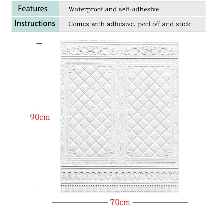 1PC Self-Adhesive Wall Stickers 3D Bedroom Wainscot Wallpaper Waterproof Moisture-Proof Mould Proof Adhesive Paper | Обустройство