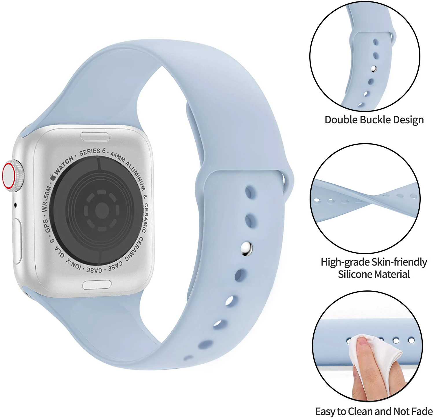 Спортивный ремешок для часов совместимый с Apple Watch Band 41 мм 45 44 40 42 38 мягкие