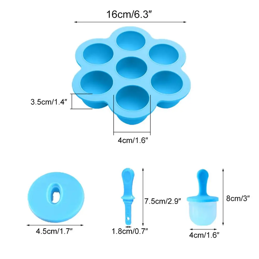 

Mini Ice Pops Mold Ice Cream Ball Lolly Maker Silicone 7 Holes Popsicle Molds Baby DIY Fruit Shake Ice Crea Reusable