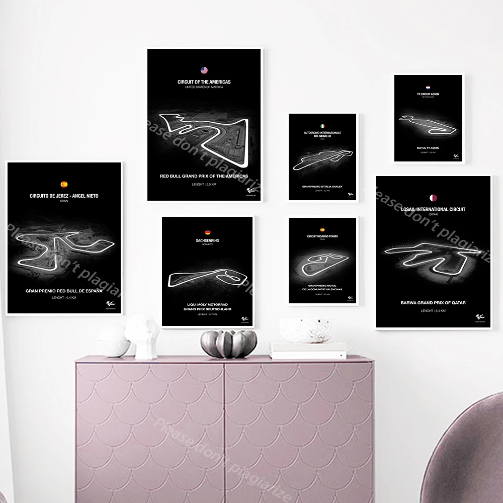 

Схема Формула 1, плакат F1, испанская, итальянская гонка, гоночный трек, настенные художественные принты, холст, живопись, Декор, картины для г...