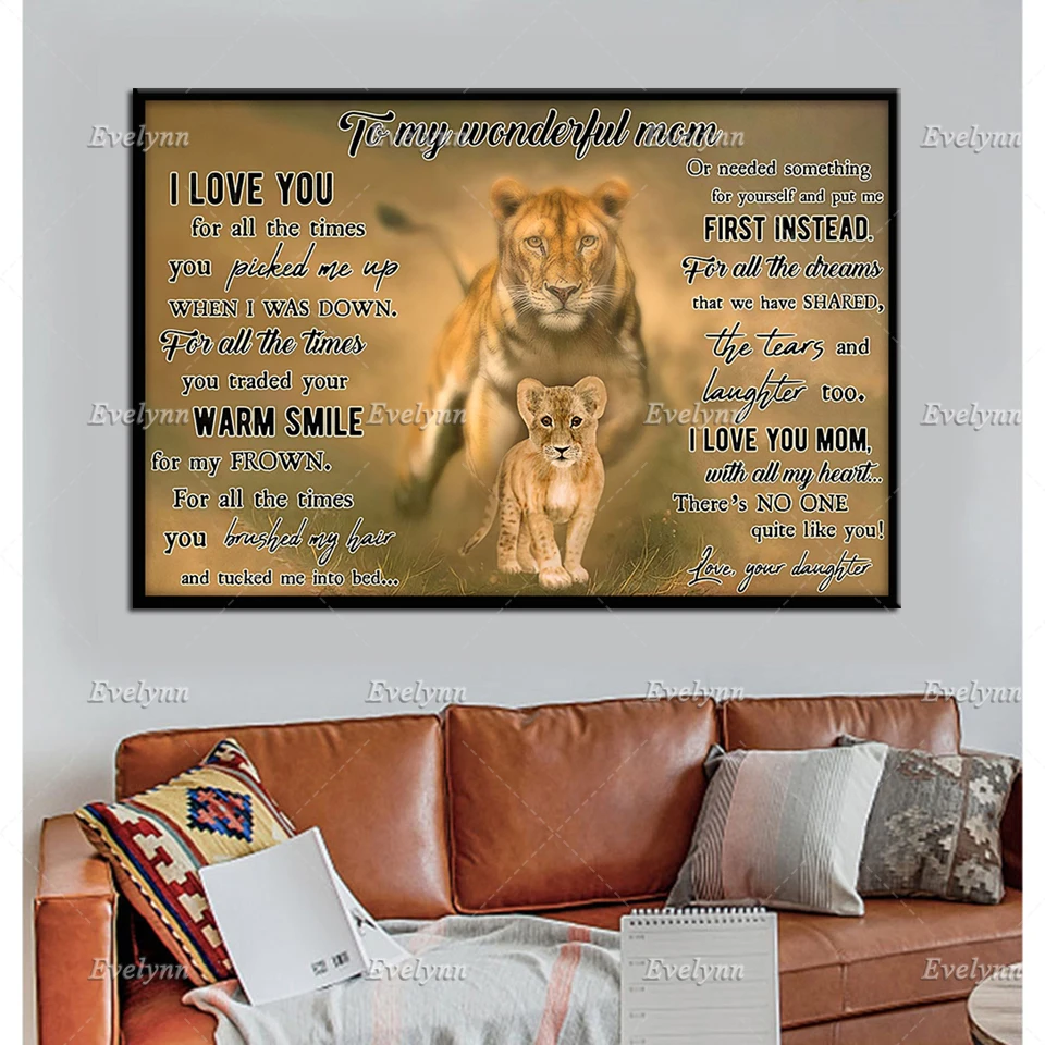 

Lion Mom And Daughter Retro Poster Mother'S Day Gifts To My Wonderful Mom From Daughter Wall Art Prints Home Decor Canvas Gift