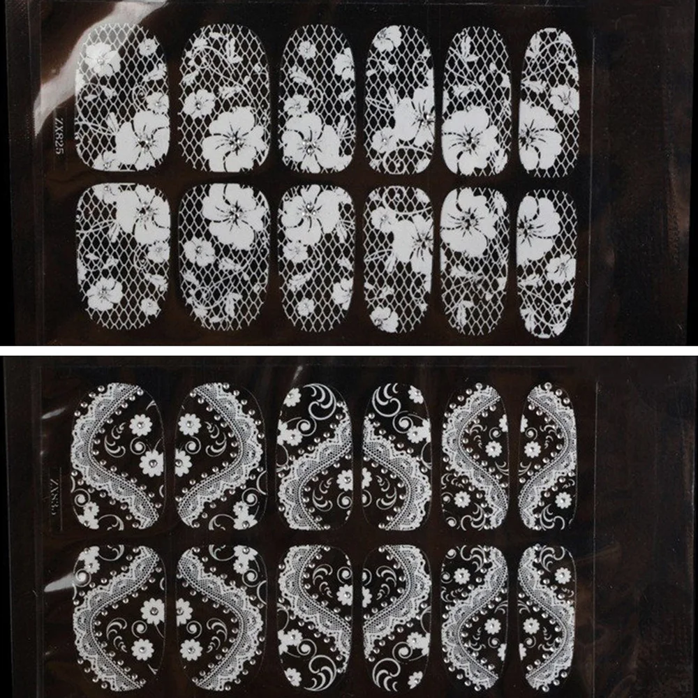 1 лист 3D Цветочные Стразы наклейки для ногтей белая искусственная самоклеящаяся