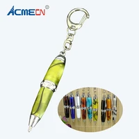 2pcs mini keyring ballpoint pen 65mm length 8 colors acrylic ball pen colorful pattern cute pen for students gifts pocket pen