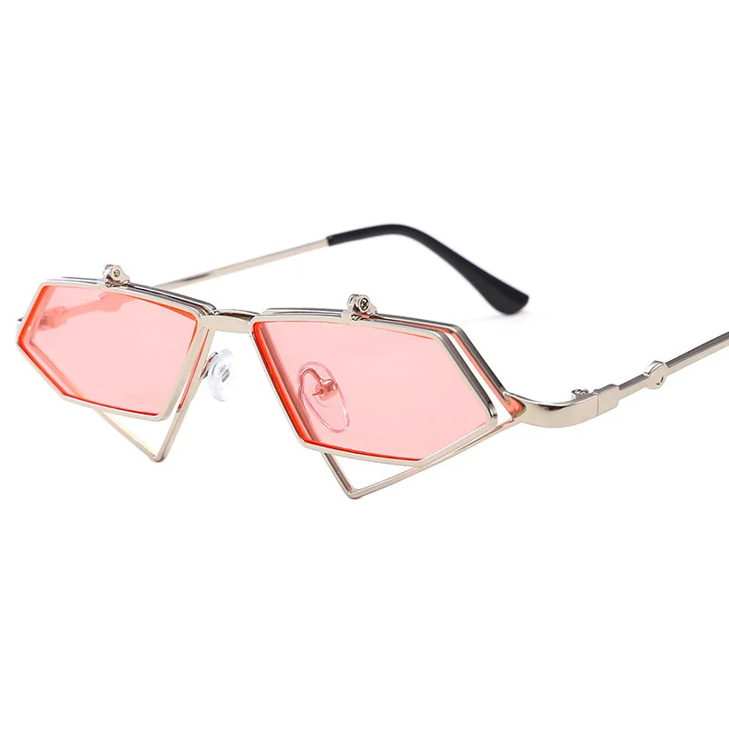 

Sunglasses Women's Personality Flip Sunglasses 2021 Trendy Metal Small Frame Sunglasses Universal Polygon Decorative Glasses