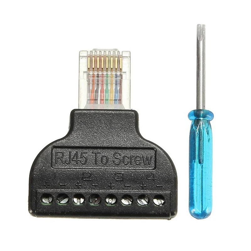 

Переходник со штекера Ethernet RJ45 на 8-контактный винтовой разъем AV для камеры видеонаблюдения