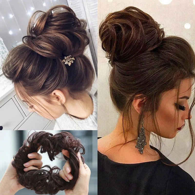 бублик для волос Лидер продаж женские натуральные человеческие волосы девочек