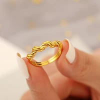 2021 new vintage punk chain twined golden ring for women creative design wedding engagement party ring fashion jewelry girl gift