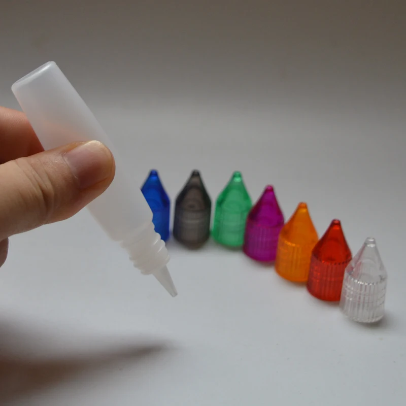 1000 шт пустая ручка стиль 10 мл пластиковая бутылка с красочными колпачками и