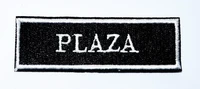 1x white plaza black iron on patch shirt hat jean shoes applique %e2%89%88 8 2 6 cm