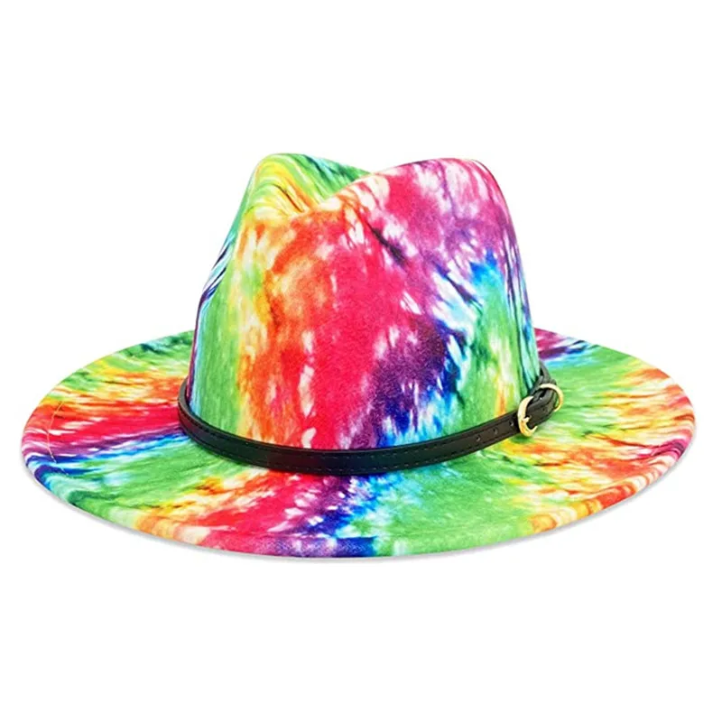 

Summer Simpl Wide Brim Fedora Hat Belt Derby Top Hat Panama Felt Fedoras Hat artificial wool British style Jazz Cap