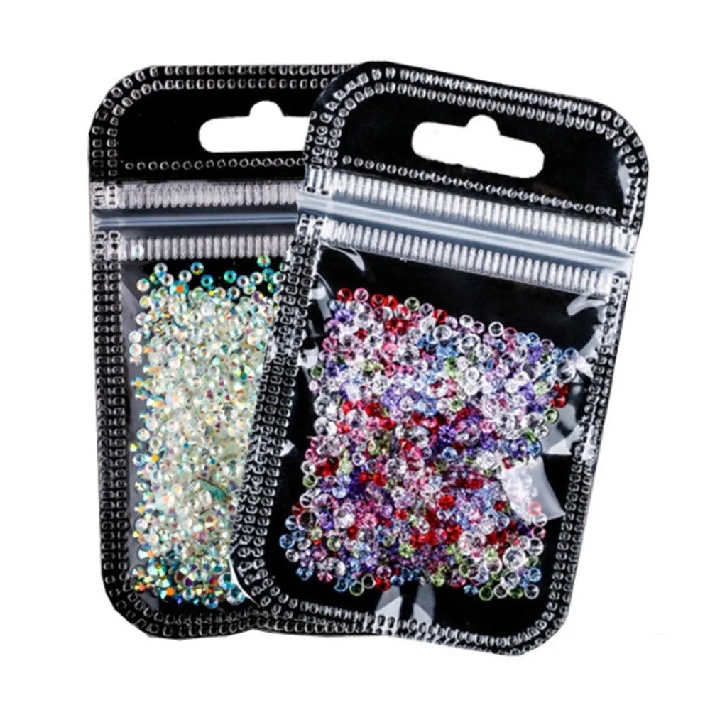 500 шт./компл. разные размеры кристалл AB стеклянные бусины для ногтей блестящие