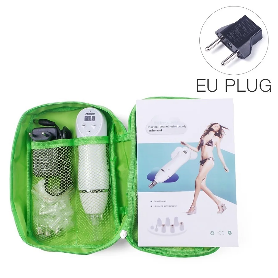 EU Plug Without Box Алмазный 17 питьевой микродермабразия алмазный пилинг устройство удаления черных точек кожуры Алмазная дермабразия массаж лица - Цвет: EU Plug Without Box