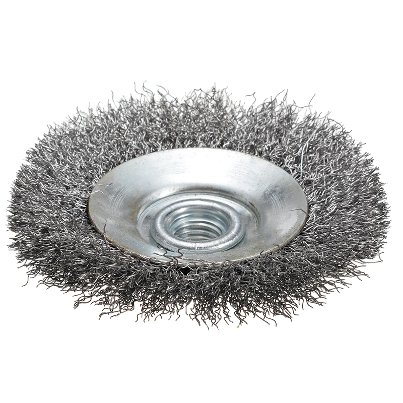 Коническая щетка диаметром 100 мм инструмент для очистки колесная из стальной