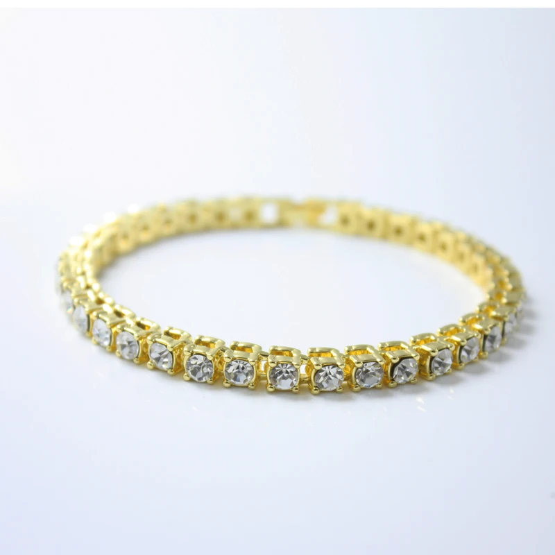 Хип хоп шикарный Iced Out кубический цирконий браслет теннисная цепочка Браслеты