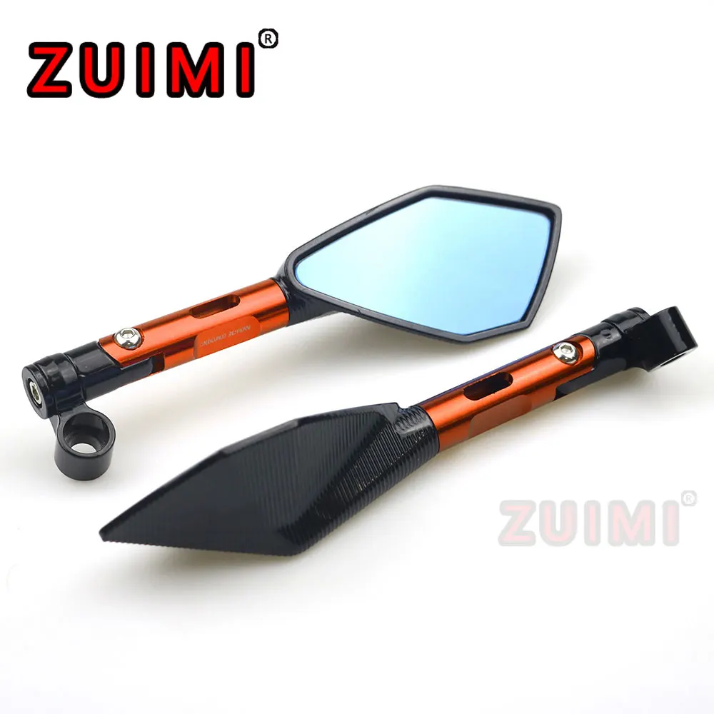

Universal Aluminum Alloy Cnc Motorcycle Rearview Mirror Blue Anti-glare Mirror For Honda Yamaha Suzuki Scooter Ktm Side Mirror