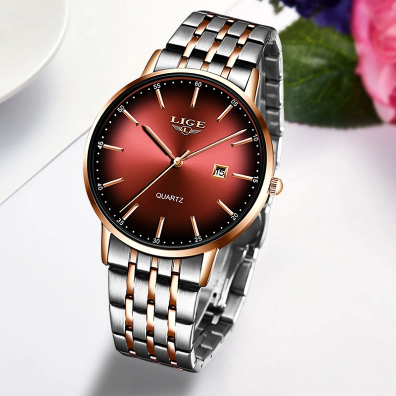 Женские часы Reloj Mujer LIGE модные брендовые роскошные женские ультратонкие со
