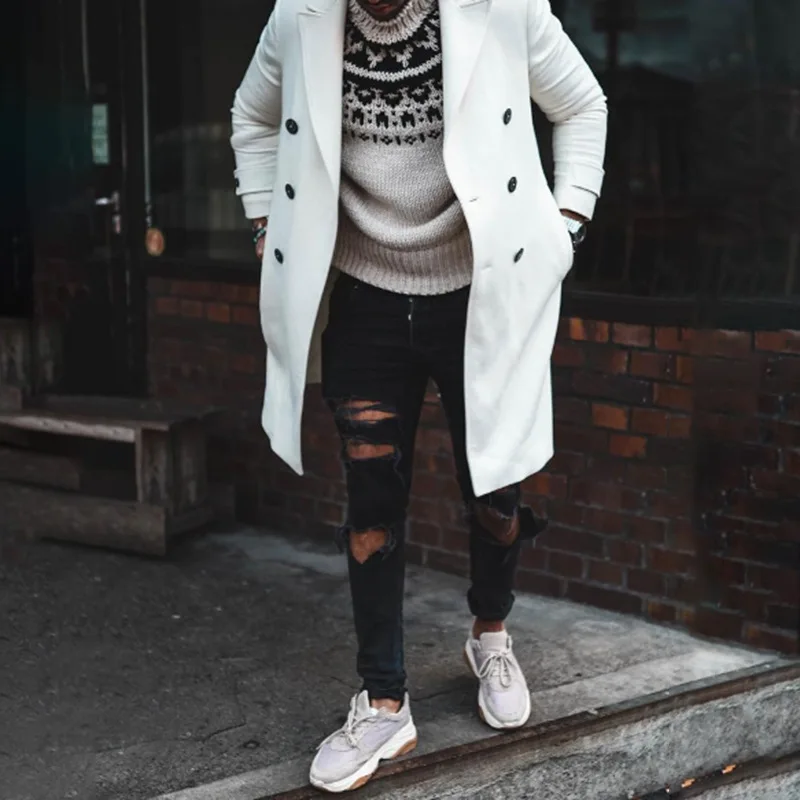 

KALENMOS Autumn Winter Clothes Women Coat Long Sleeve Double Breasted White Wool Jacket Casual Streetwear 2021 New Arrival Coats