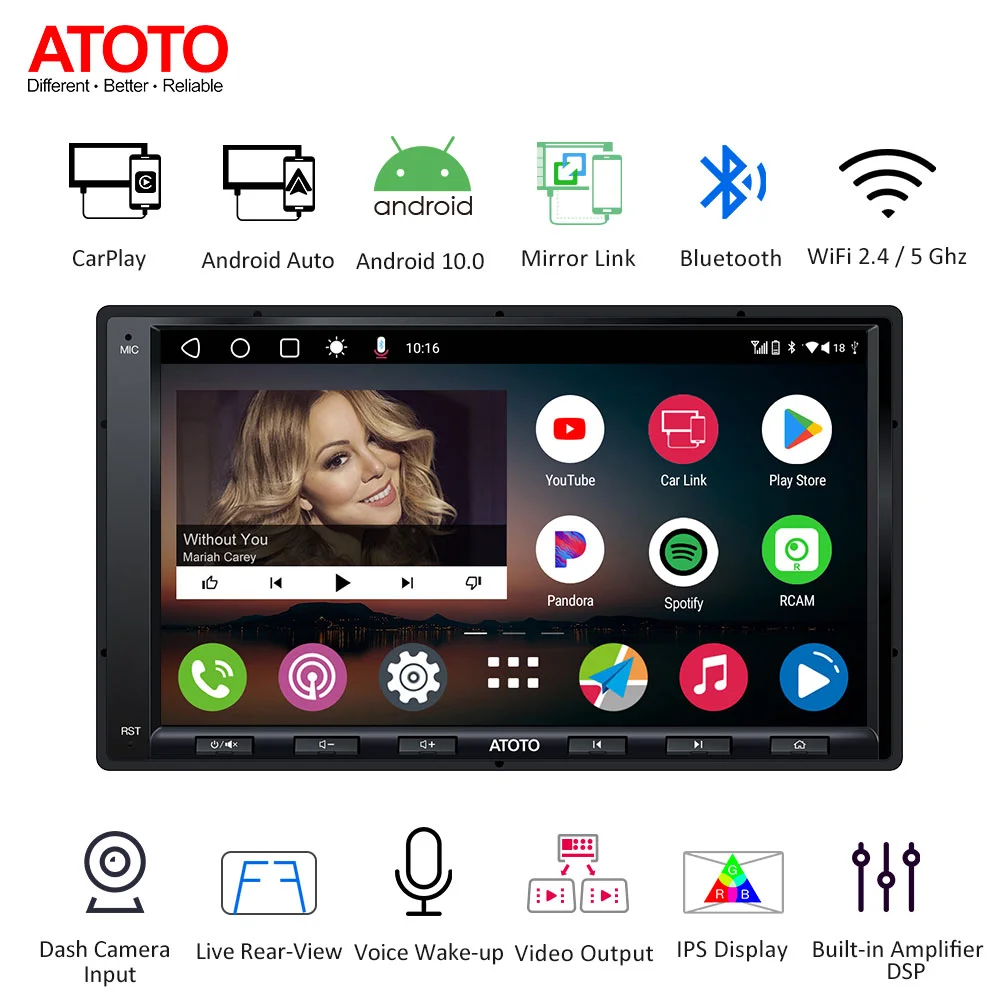 ATOTO-Radio estéreo para coche, reproductor de Audio Multimedia con Android, pantalla táctil automática, gesto de mano, Bluetooth, 8 núcleos, 2DIN, 7 pulgadas, 9 pulgadas