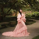 Сексуальное темно-розовое свадебное платье для фотосессии размера плюс 2020 Новое поступление цветов с длинными рукавами богемное пляжное платье для невесты