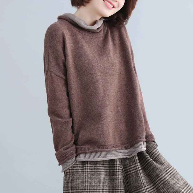 Осенние художественные стильные женские свободные пуловеры с длинным рукавом