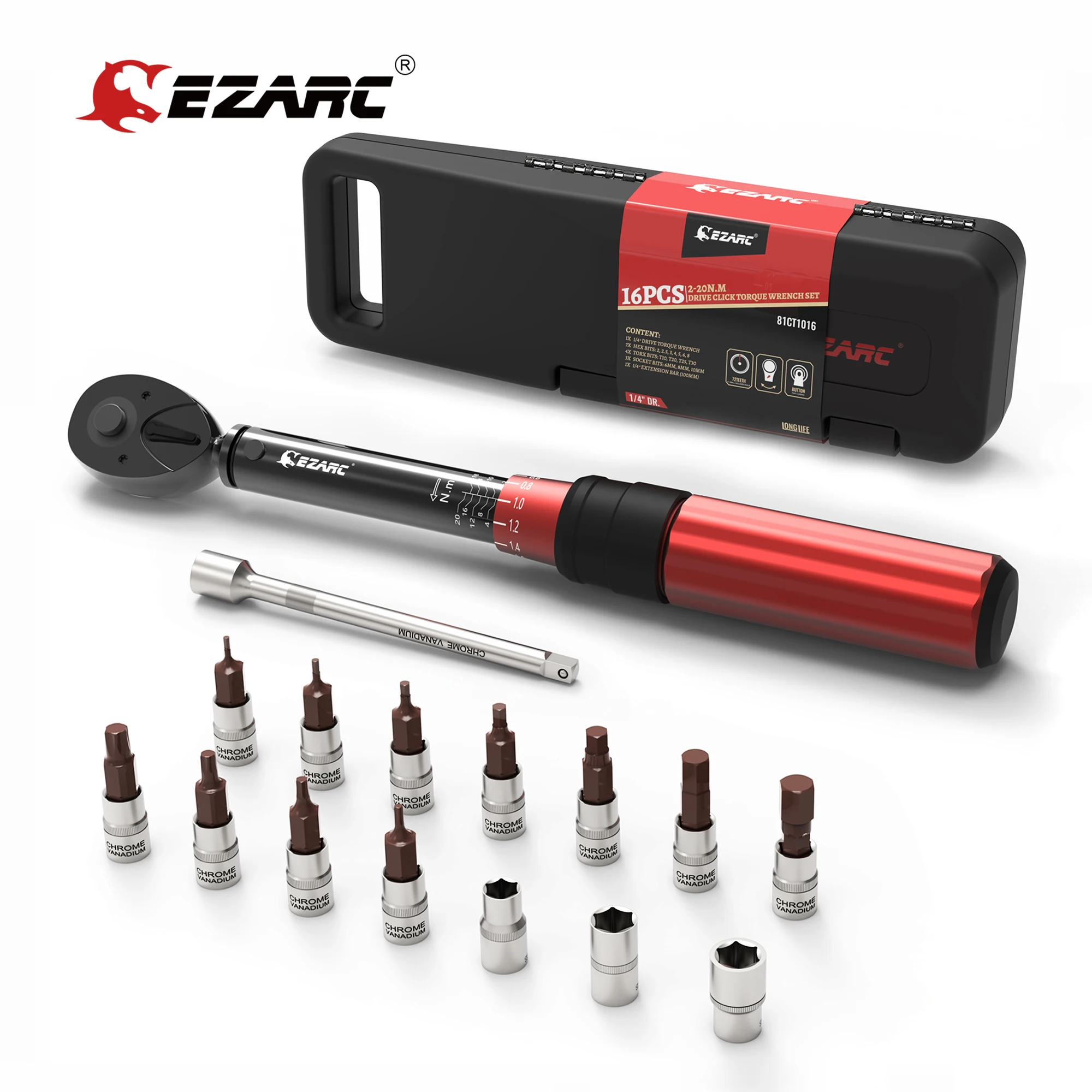 

Динамометрические ключи EZARC 1/4", 16 шт., 2-20 Нм