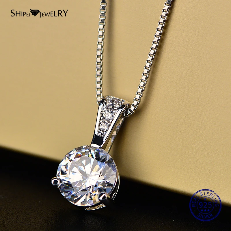 Shipei, 925 пробы, серебряное ожерелье для женщин, хорошее ювелирное изделие, сердце и стрелы, создан Муассанит, кулон, ожерелье, подарок на день рождения