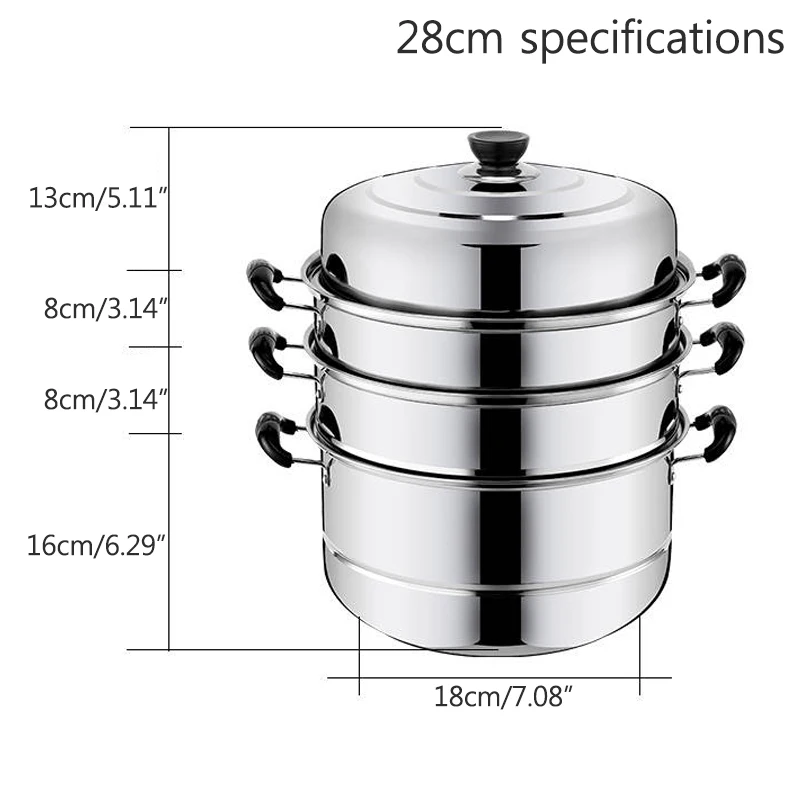 

Kitchen Stainless Steel Steamer Multi-Layer Steamer Steamer Soup Griddle Double-Layer Gas Induction Cooker Steamer Cooking Tool