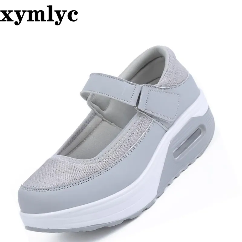 Женские сетчатые кроссовки с круглым носком белые дышащие повседневные