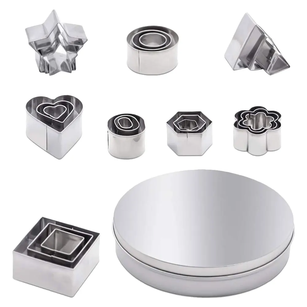 

24pcs Stainless Steel Mini Cookie Cutter Set Biscuits Baking Pastry Cutters Slicers Kitchen Baking Mould For Cake Decor Mold