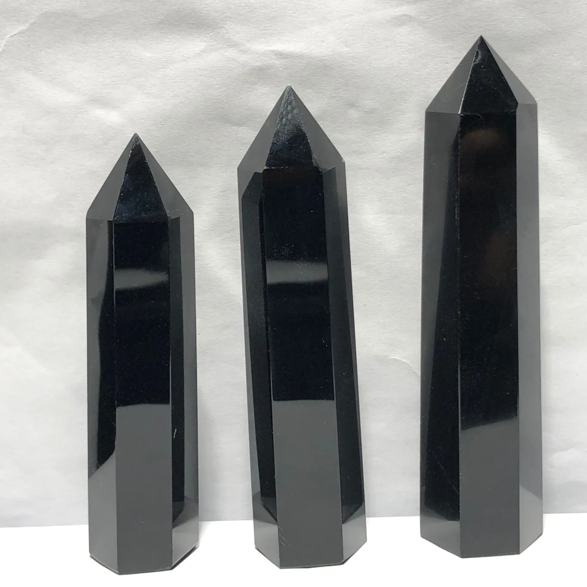 Natural Black Obsidian Hand-Polished Hexagon Point Chakra Healing Reiki Stone Home Decoration Handicraft | Дом и сад