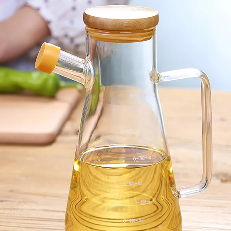 

900Ml Transparent Glass Oil Bottle, with Handle Oil Bottle, Suitable for Kitchen Tools Soy Vinegar Sauce Container