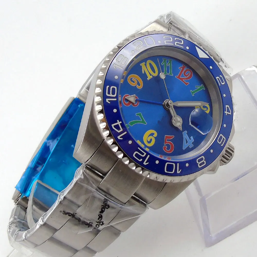 Мужские часы с автоподзаводом и синим циферблатом 40 мм | Наручные