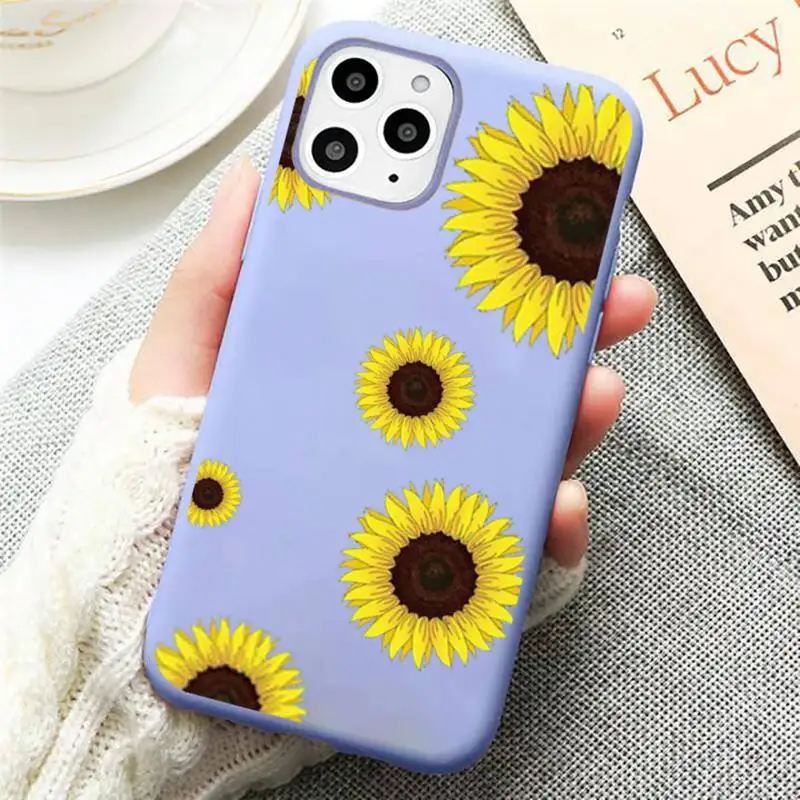 

sunflower Flame flower angel Phone Case Candy Color Violet for iPhone 11 12 pro XS MAX 8 7 6 6S Plus X SE 2020 XR